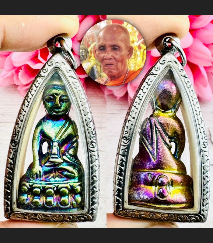 Leklai Rainbow Shine Kring Buddha Magic Lucky Protect Immortal Thai Amulet 17704